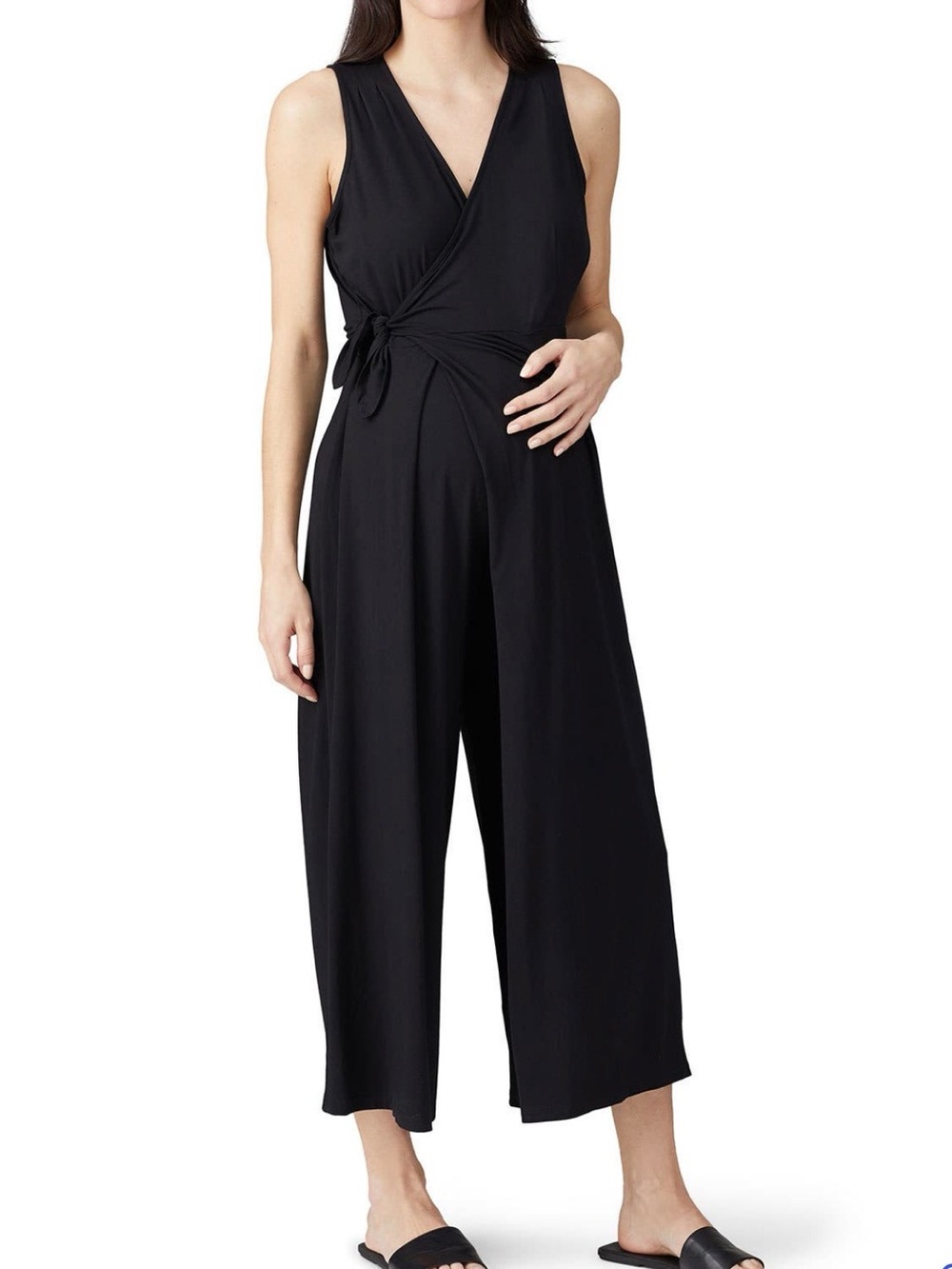 Nom Maternity Black Sleeveless Wrap Maternity Jumpsuit